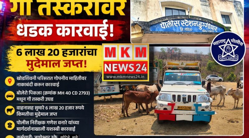 डुग्गीपार पोलिसांची धडक कारवाई; गौ तस्करी प्रकरणात 6.20 लाखांचा मुद्देमाल जप्त!