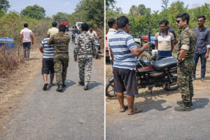 महसूल विभागाच्या कारवाही दरम्यान पोलिस बंदोबस्त