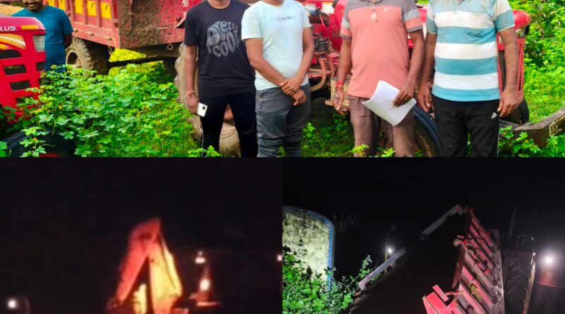 घाटबोरी तेली –  रेती तस्करीवर महसूल विभागाचा छापा; ट्रॅक्टर जप्त, JCB पसार!