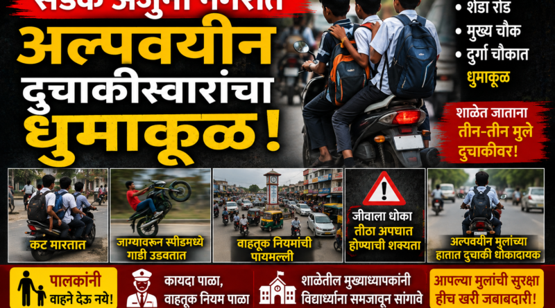 सडक अर्जुनी नगरात अल्पवयीन दुचाकीस्वारांचा धुमाकूळ